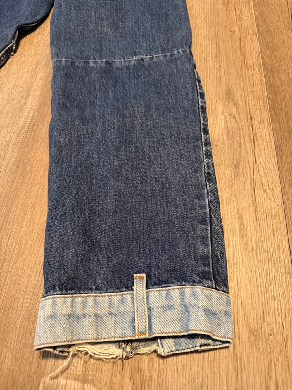 REVICE Two-Tone Patchwork Straight Jeans in Dark and Light Blue - Picture 9 of 9
